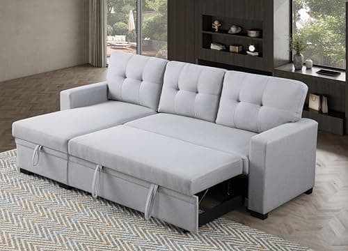 Eafurn 4-in-1 L-Shaped Sectional with Pullout Bed and USB Ports