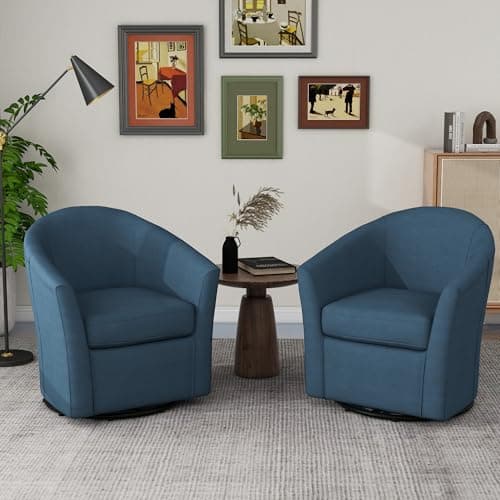 UIXE Blue 360° Swivel Accent Chair Set of 2