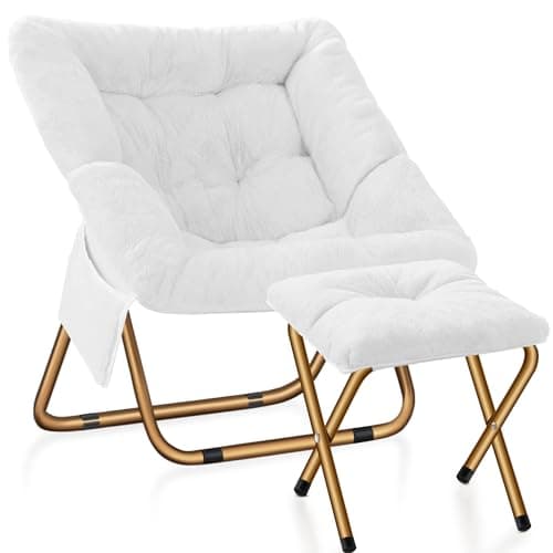 Black X-Large Soft Faux Fur Lounge Chair for Living & Bedroom