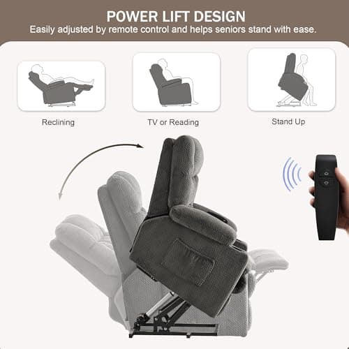 Elderly Lift Chair with Massage & Heating, Recliner with Cup Holders & USB Port