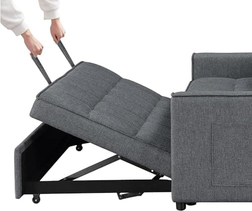 2-in-1 Convertible Loveseat Sofa Bed with Storage Grey