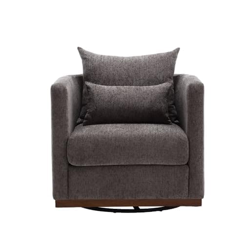Dark Gray Chenille 360 Degree Swivel Arm Chair