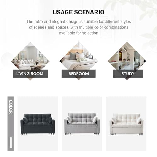 3-in-1 Grey Sleeper Sofa Bed with Adjustable Backrest