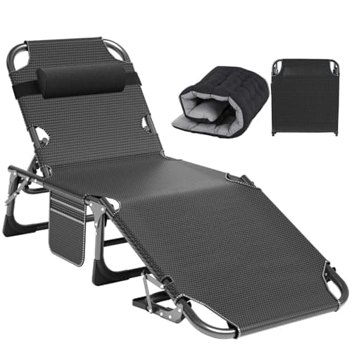 ABORON Heavy Duty Outdoor 5-Position Folding Lounge Chair with Pad