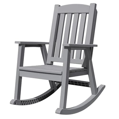Devoko HDPE Outdoor Rocking Chair, Black, High Back, All Weather
