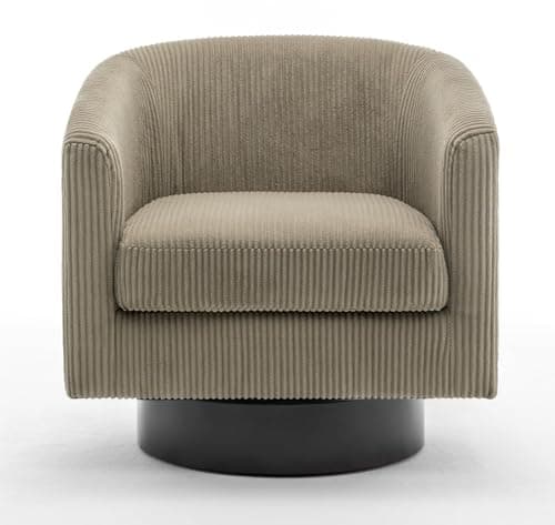 Modern Cream UIXE PU Leather Swivel Barrel Club Chair Set (2)