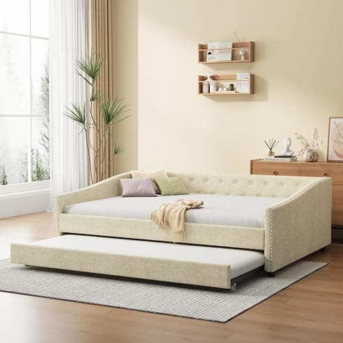 Ergonomic Twin Upholstered Daybed with Drawers & Waved Arms, Dark Grey