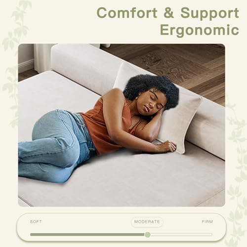 Folding Sofa Bed Queen for Travel and Guests, Off White