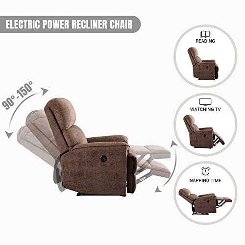 Electric Recliner Chair for Elderly Living Room with USB Port and Breathable Fabric