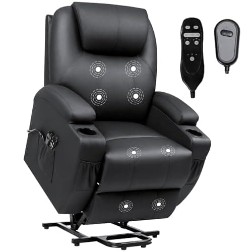 VICTONE Elderly Electric Power Lift Recliner Chair for Living Room with Massage, Side Pockets and Cup Holders