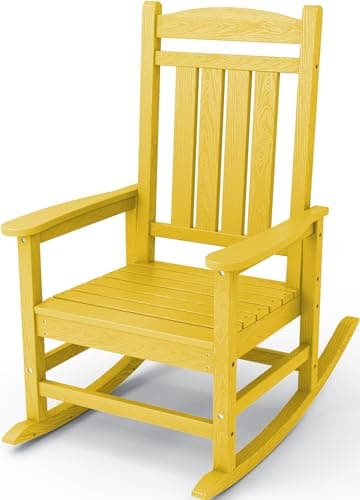 KINGYES Aruba Blue HDPE Outdoor Patio Rocking Chair, 330lbs Support