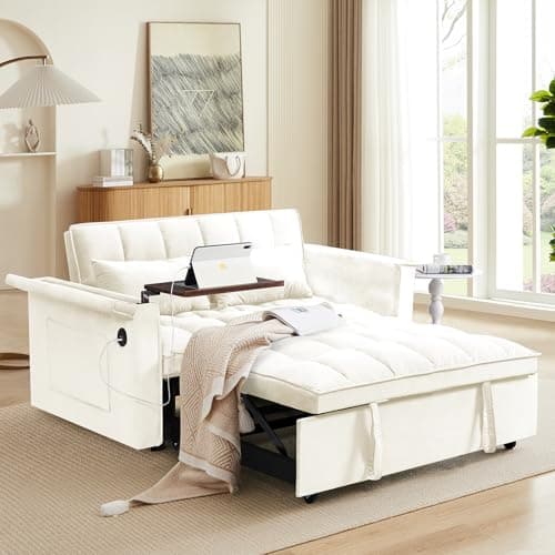 3-in-1 Velvet Convertible Sofa Bed with Storage & USB Port, Gray