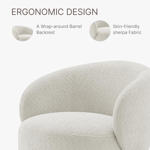 Cream Upholstered Swivel Armchair for Living Room & Bedroom
