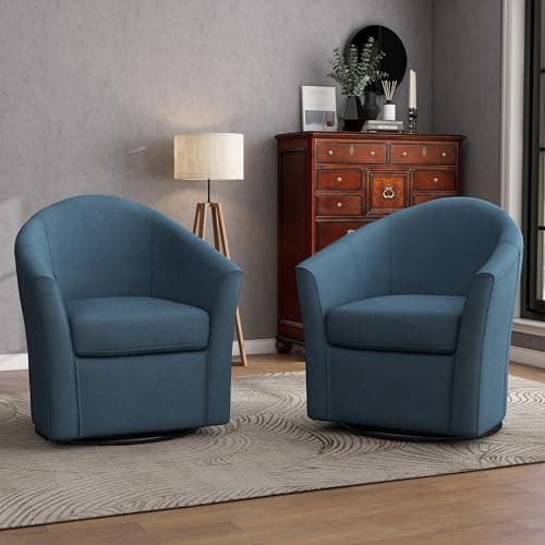UIXE Blue 360° Swivel Accent Chair Set of 2