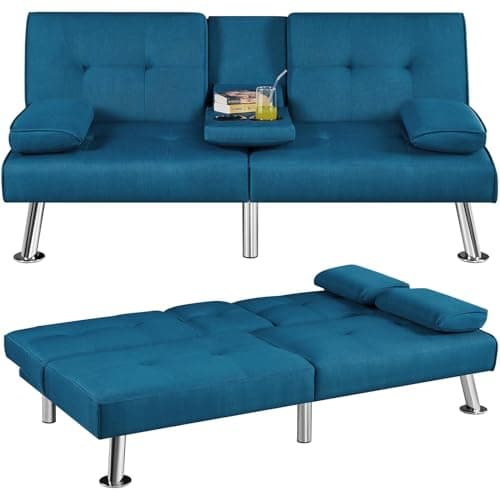 Yaheetech Adjustable Reversible Sofa Bed with Removable Armrests, Black