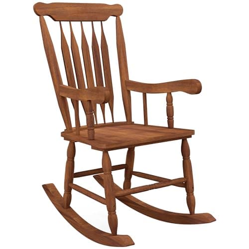 Outsunny White Outdoor Wood Rocking Chair, 350 lbs. Patio Essential