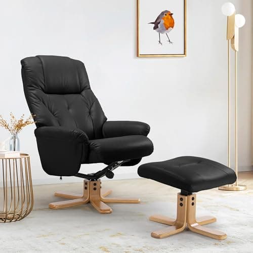 Stylish Dark Brown Swivel Recliner Chair with Ottoman for Adults