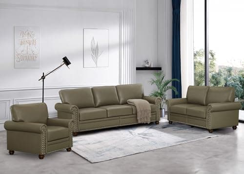 3 Piece Faux Leather Sofa Set with Storage, Navy Blue