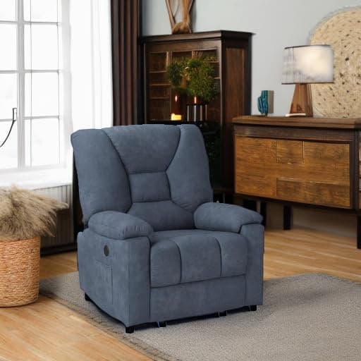 Midnight Blue Power Lift Recliner with Massage and Heat for Seniors