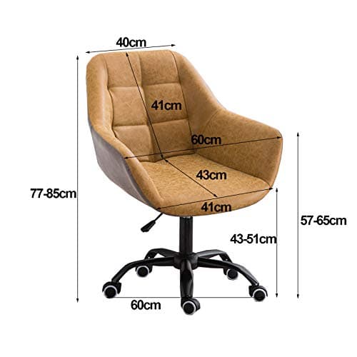 360 Degree Swivel PU Leather Desk Chair, Height Adjustable for Home Office and Living Room