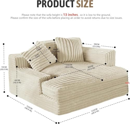 Oversized Chaise Lounge Sofa for Bedroom and Living Room