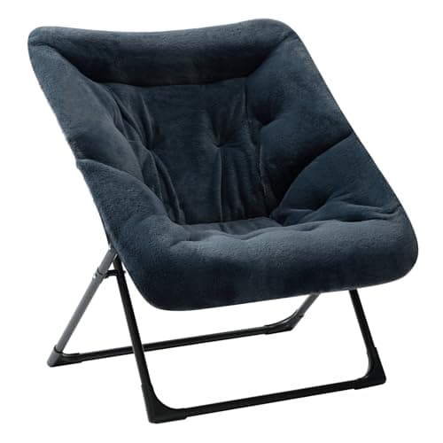HollyHOME Beige Faux-Fur Oversized Folding Lounge Chair