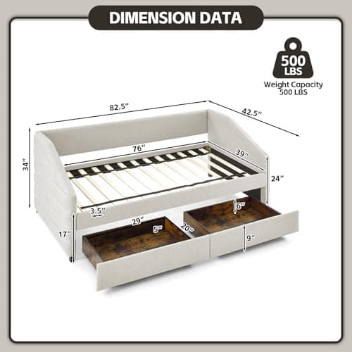 Twin Size Daybed with Storage and Pull-Out Drawers