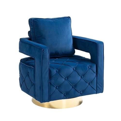 Navy Velvet Tufted Accent Chair for Living Room, Bedroom, Office