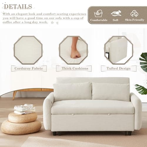 Convertible Sleeper Sofa Bed with USB&Type-C Port