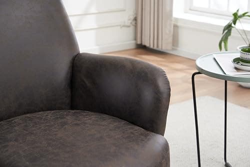 Brown PU Leather Swivel Barrel Chair for Comfort and Support