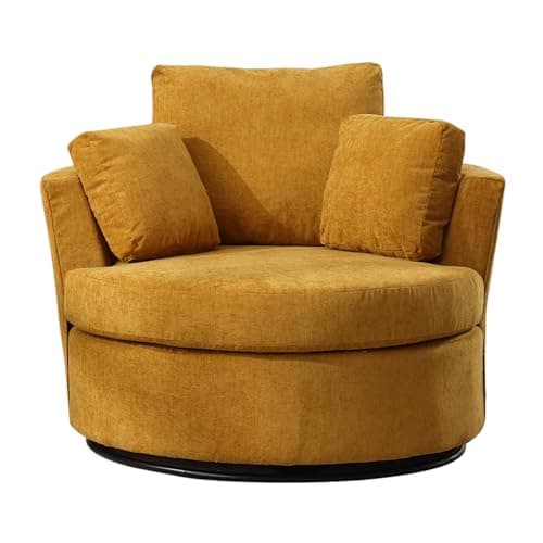 Modern Oversized Swivel Barrel Chair with Pillows for Living Room, Nursery, Bedroom, and Office – Black