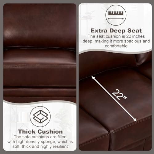 Modern Faux Leather Sofa with Storage - Burgundy