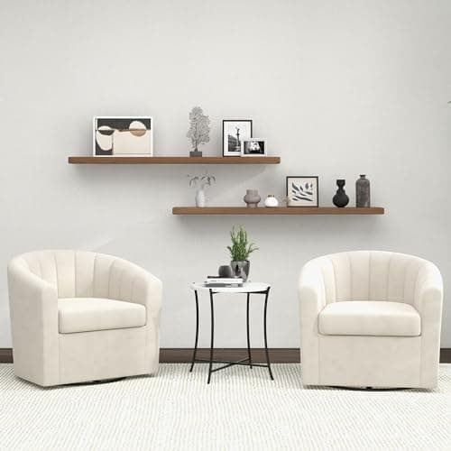 Bonzy Home Modern White Velvet Swivel Chair Set of 2