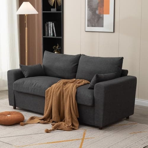 Panana Modern 2 Seater Love Seat Sofa with Storage, Light Gray Linen