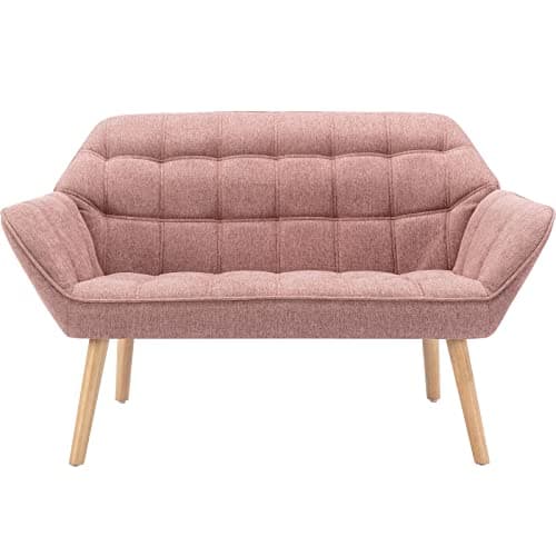 Guyou White Sherpa Wingback Loveseat for Small Spaces