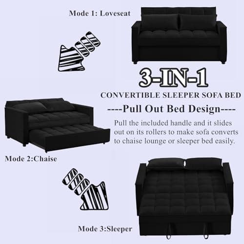 Convertible Sleeper Sofa Bed - No.1-Black