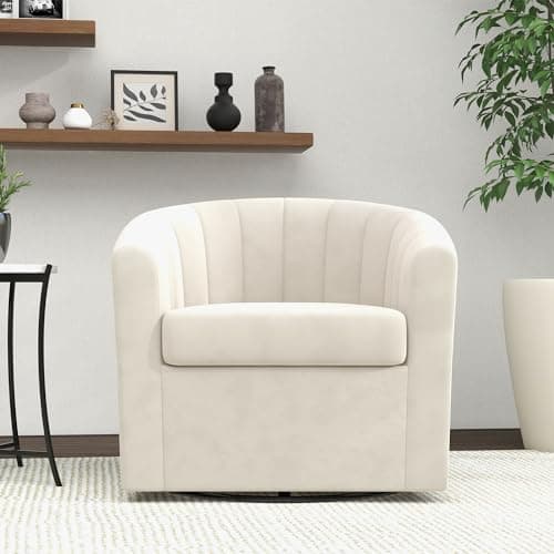 Bonzy Home Modern White Velvet Swivel Chair Set of 2