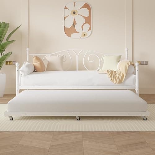 VECELO Twin Daybed with Trundle & Metal Frame, Strong Steel Support