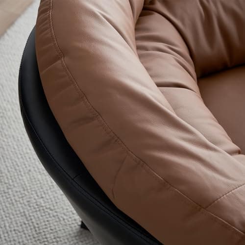 Black+Brown Swivel Accent Chair with Detachable Cushion