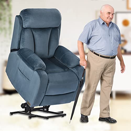 Modern Elderly Power Lift Chair Recliners Leathaire Electric Lift Recliner Chair with Side Pocket for Living Room and Bedroom (Light Gray)
