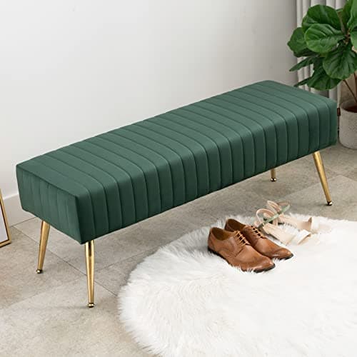 44 inch black bedroom ottoman bench with gold legs
