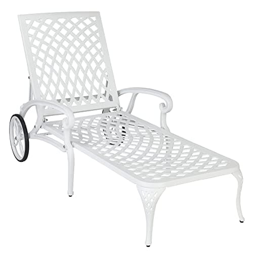 VINGLI Bronze Cast Aluminum Outdoor Chaise Lounge Chair with Cushion