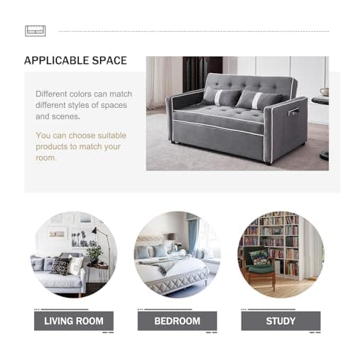 3-in-1 Pull-Out Sofa Bed with Adjustable Backrest - Grey