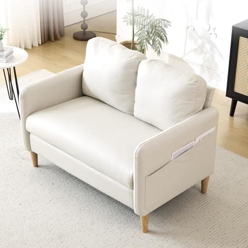 Vingli Light Brown Linen 47" Loveseat Sofa Mid Century ModernDecor