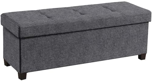 Ornavo Home 43 Inch Charcoal Gray Folding Storage Ottoman Bench