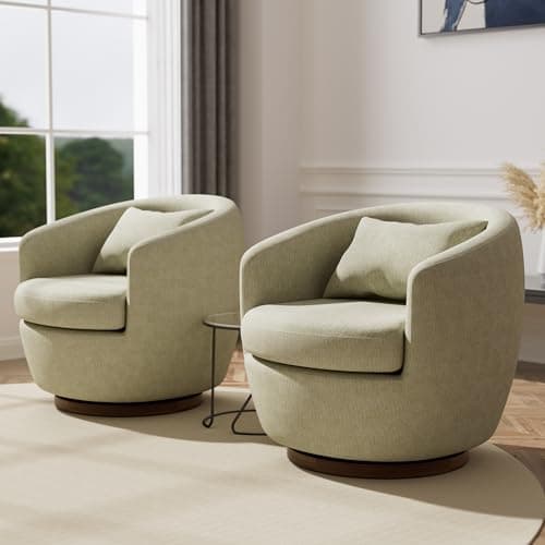 Boucle Swivel Barrel Chair, Modern Fabric 360 Degree Accent Chairs