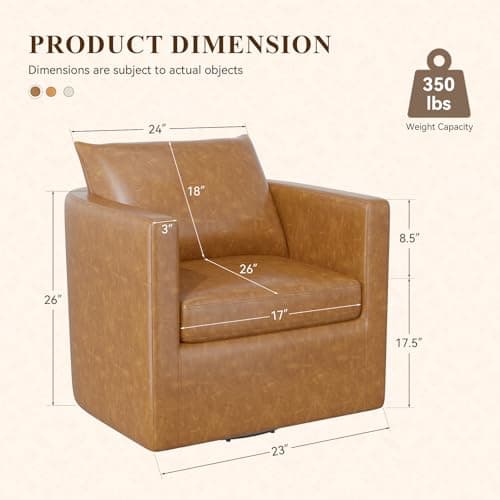 360 Degree Swivel PU Leather Office Chair, Durable & Waterproof