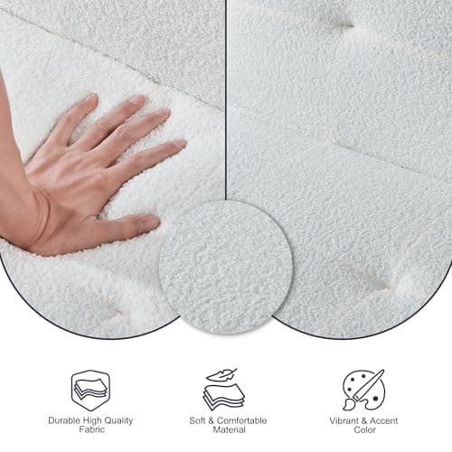 67" Sleep Loverseat with Adjustable Back, Soft Fleece Fabric, White