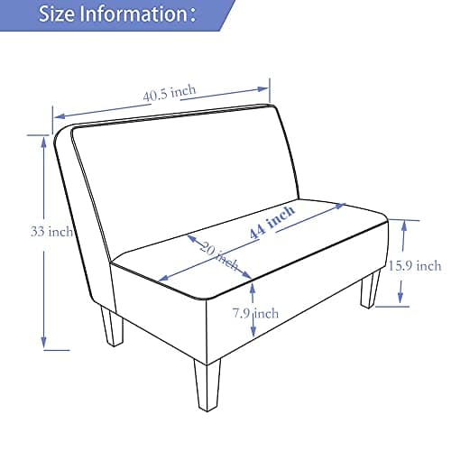 Changjie Blue Small Loveseat Sofa for Bedroom and Living Room