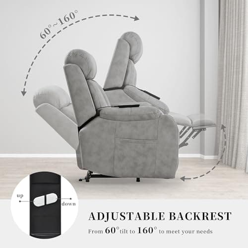 Modern Elderly Power Lift Chair Recliners Leathaire Electric Lift Recliner Chair with Side Pocket for Living Room and Bedroom (Light Gray)